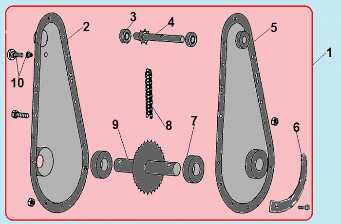4 РЕДУКТОР - ШЕСТЕРНИ - ЦЕПЬ КУЛЬТИВАТОР CHAMPION ВC5712